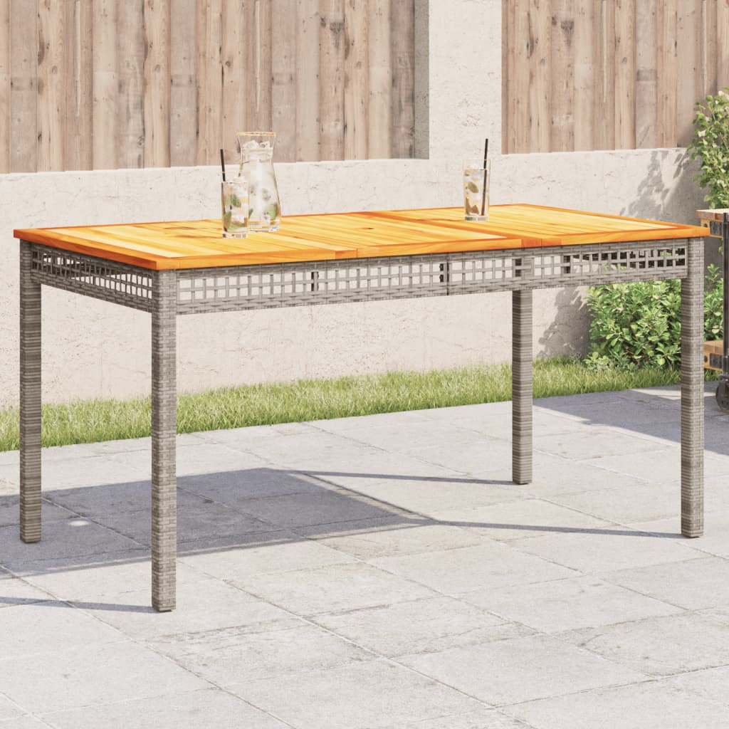 havebord 140x80x75 cm polyrattan og akacietræ grå billede