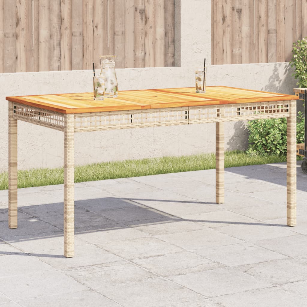 havebord 140x80x75 cm polyrattan og akacietræ beige billede