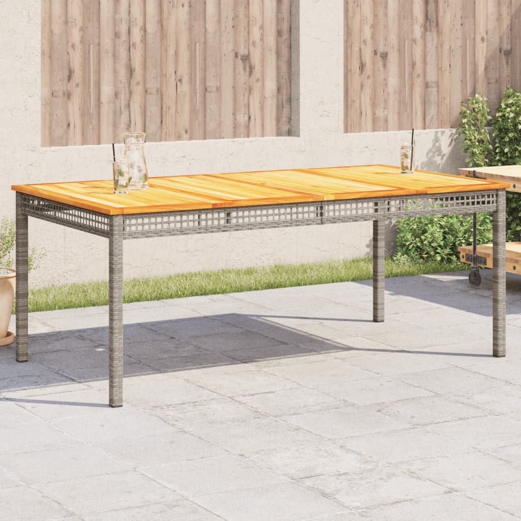 havebord 180x90x75 cm polyrattan og akacietræ grå billede