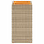 havebord med trætop 60x40x75 cm polyrattan beige