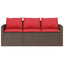 3-personers havesofa med hynder polyrattan brun