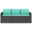 3-personers havesofa med hynder polyrattan sort