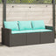 3-personers havesofa med hynder polyrattan sort