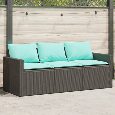 3-personers havesofa med hynder polyrattan sort