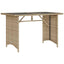 havebord med glastop 110x68x70 cm polyrattan beige