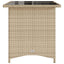 havebord med glastop 110x68x70 cm polyrattan beige