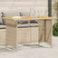 havebord med træplade 110x68x70 cm polyrattan beige