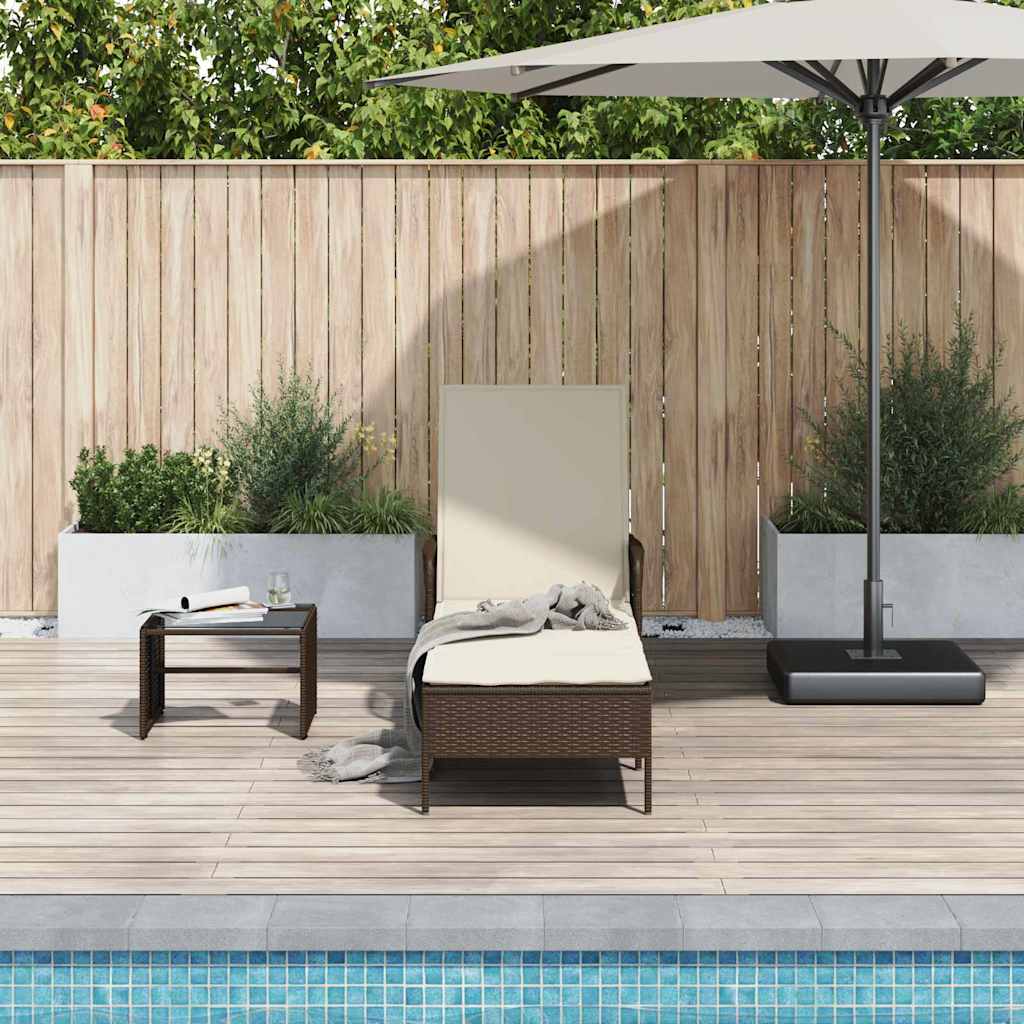 Solstol Brun og Creme Hvid 55 x 200 x 92 cm polyrattan