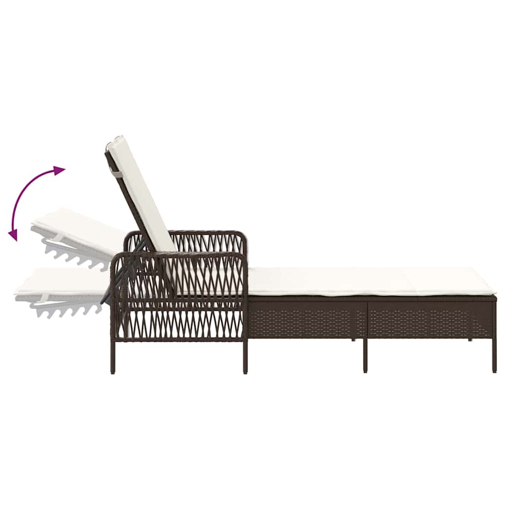 Solstol Brun og Creme Hvid 55 x 200 x 92 cm polyrattan