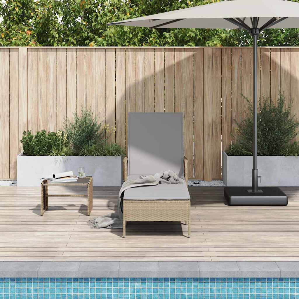 Solstol Beige og lys grå 200 x 55 x 92 cm polyrattan