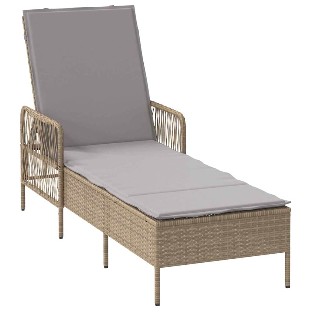Solstol Beige og lys grå 200 x 55 x 92 cm polyrattan
