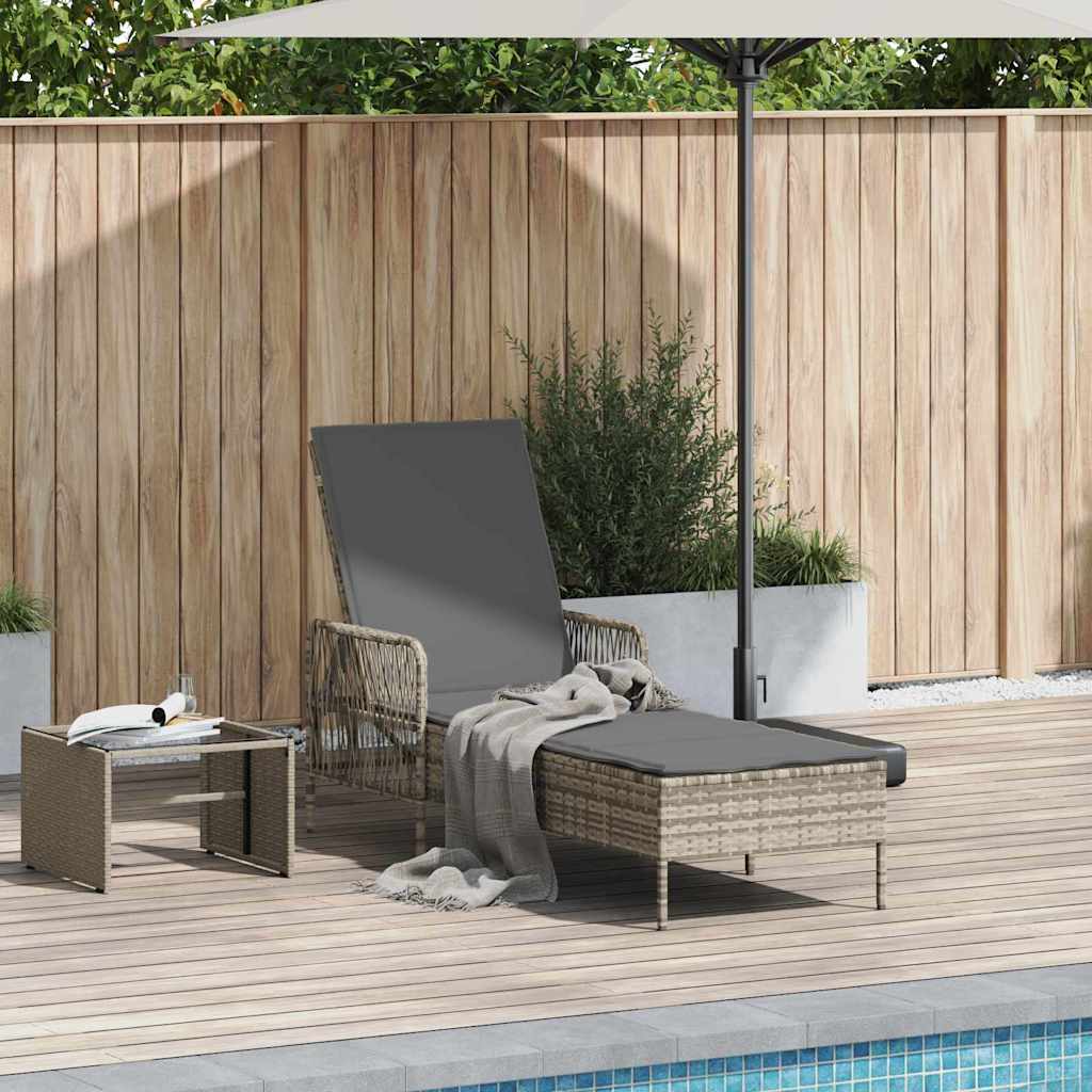 Solstol Lysegrå og mørkegrå 200 x 55 x 92 cm polyrattan