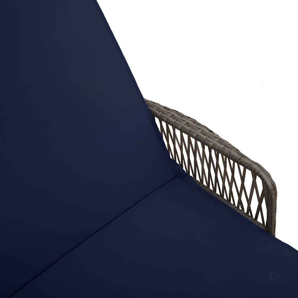 Solstol Grå og Marineblå 200 x 55 x 92 cm polyrattan