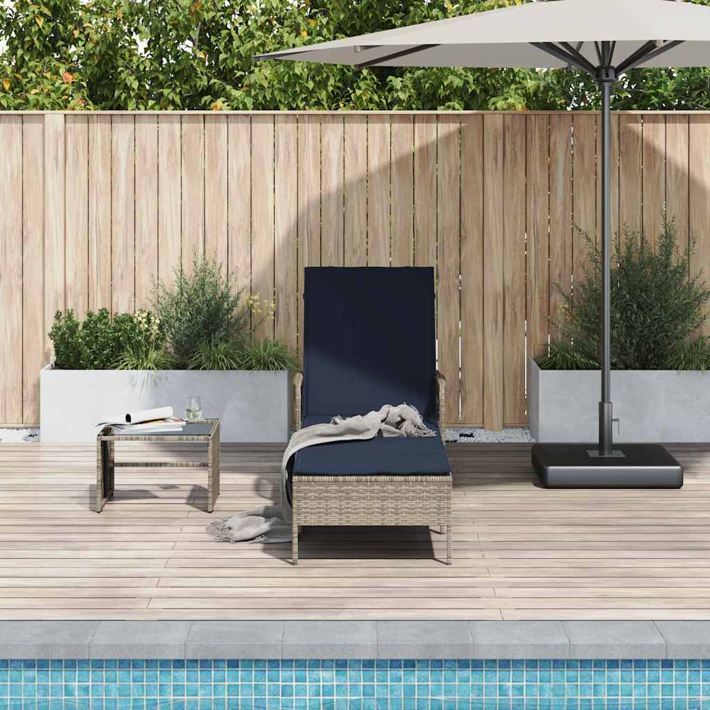 Solstol Grå og Marineblå 200 x 55 x 92 cm polyrattan