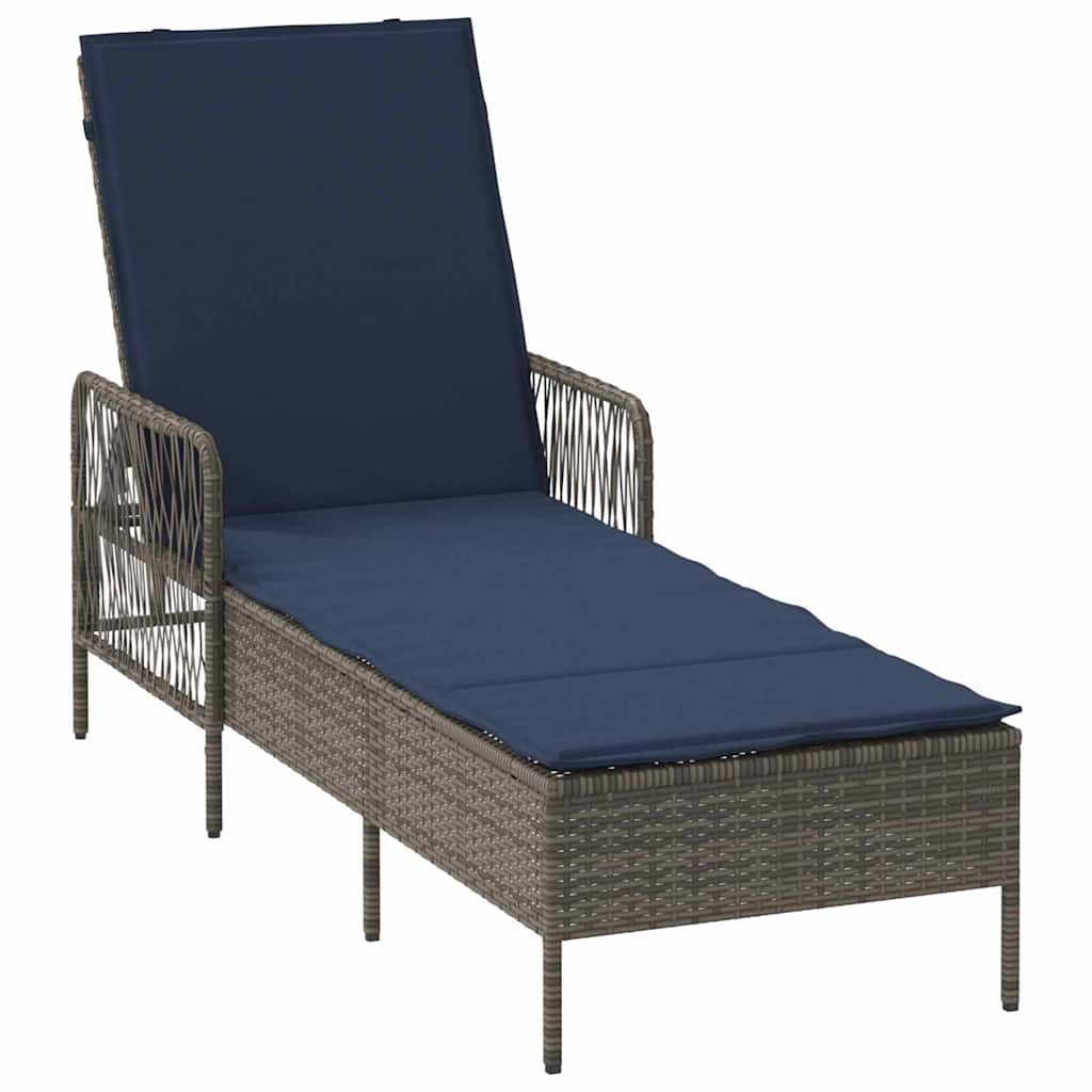 Solstol Grå og Marineblå 200 x 55 x 92 cm polyrattan