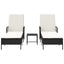 Solstol 3 pcs Sort og Cremehvid 55 x 200 x 92 cm polyrattan