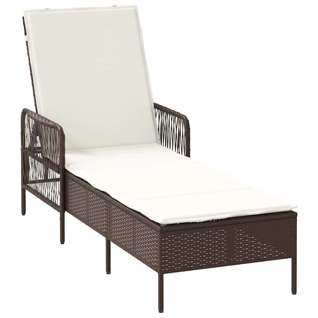 Solstol 3 pcs Brun og Creme Hvid 200 x 55 x 92 cm polyrattan