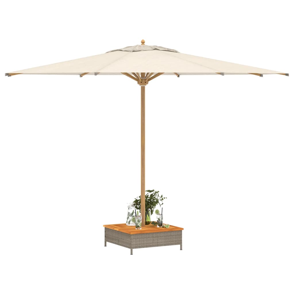 skjuler til parasolfod 70x70x25 cm polyrattan og akacietræ grå