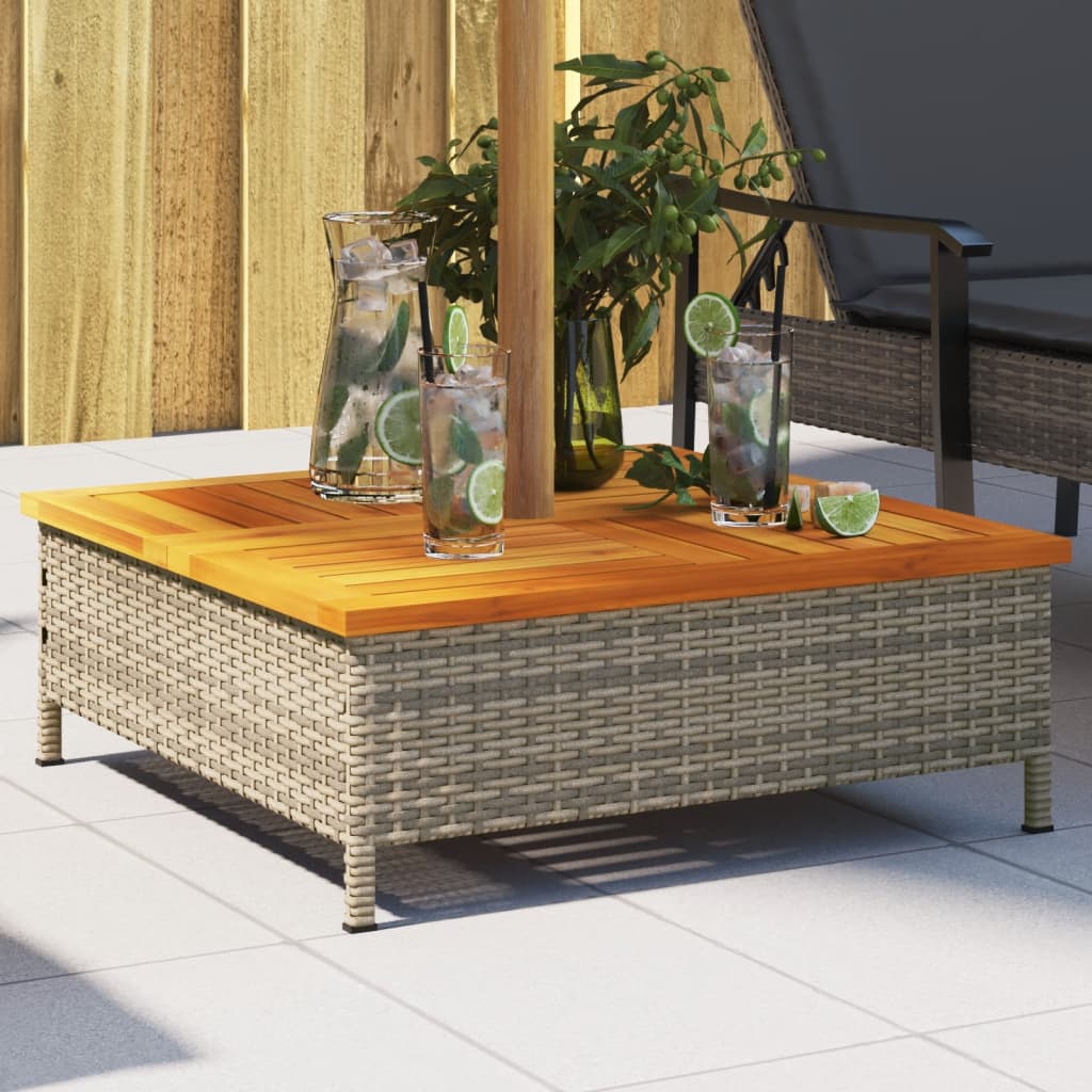 skjuler til parasolfod 70x70x25 cm polyrattan og akacietræ grå