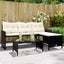 havesofa med bord og hynder L-formet polyrattan sort