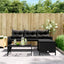 havesofa med bord og hynder L-formet polyrattan sort
