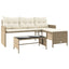 havesofa med bord og hynder L-formet polyrattan beige