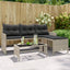havesofa med bord og hynder L-formet polyrattan lysegrå