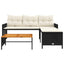 havesofa med bord og hynder L-formet polyrattan sort