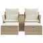 2-personers havesofa med skamler polyrattan beige