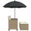 2-personers havesofa med parasol og skamler polyrattan beige