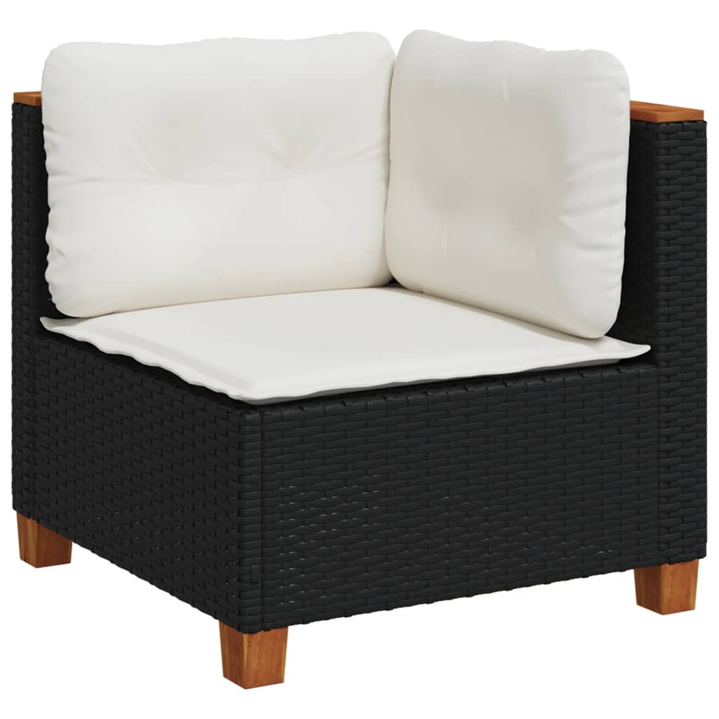 hjørnemodul til havesofa med hynder polyrattan sort
