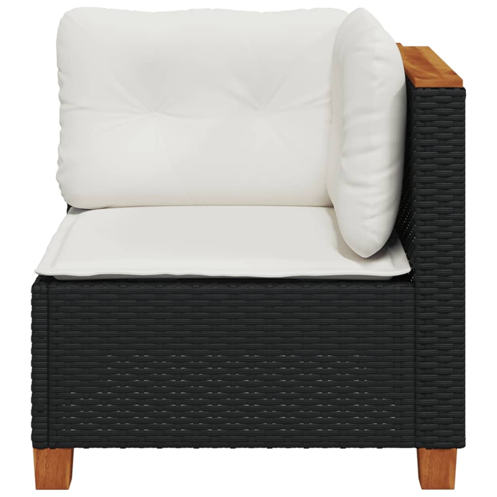 hjørnemodul til havesofa med hynder polyrattan sort