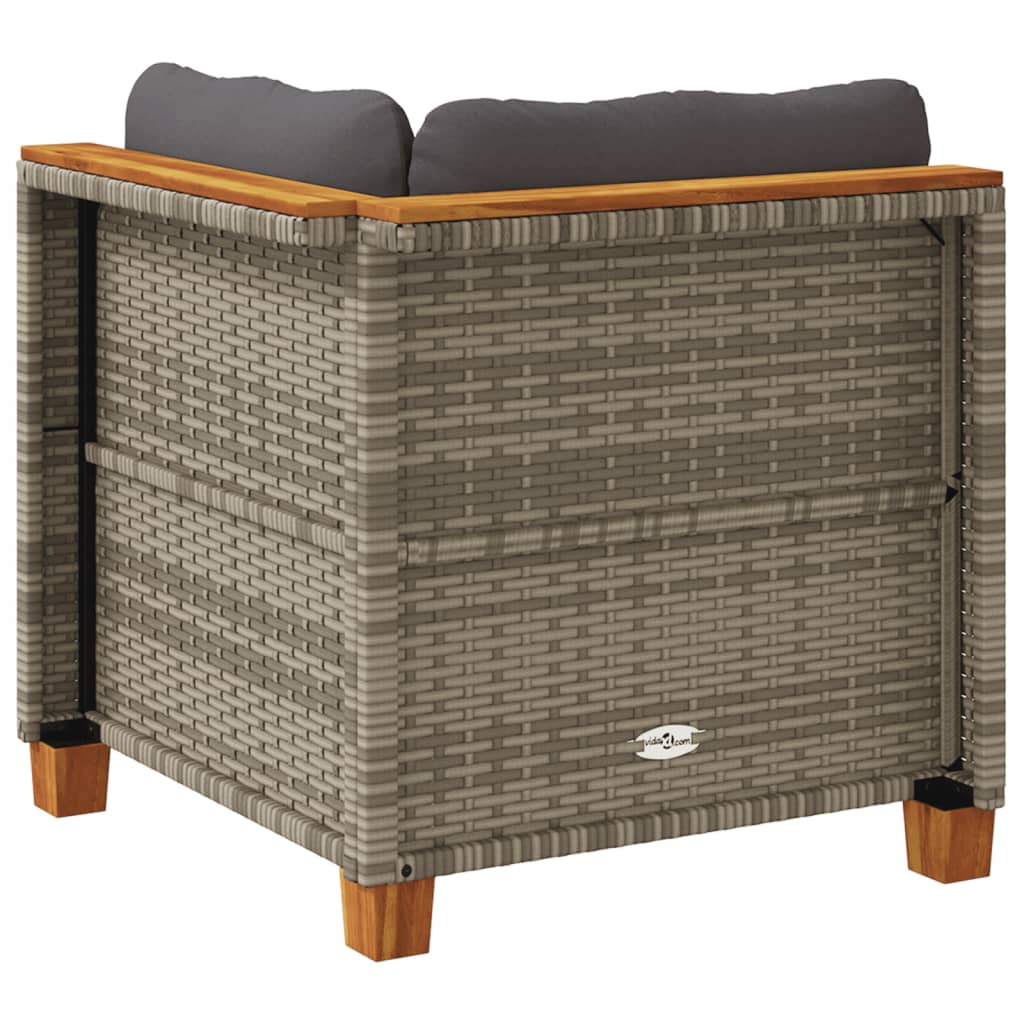 hjørnemodul til havesofa med hynder polyrattan grå
