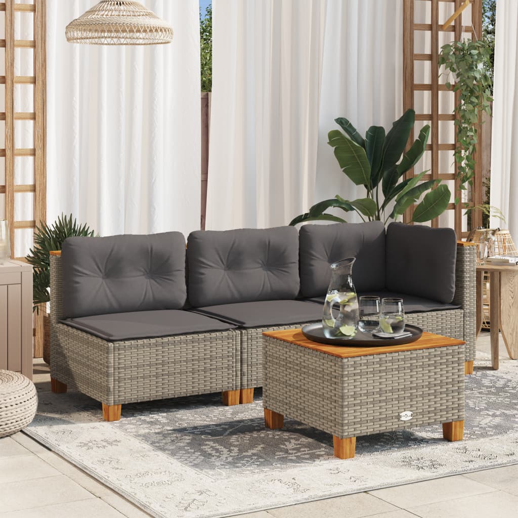 hjørnemodul til havesofa med hynder polyrattan grå