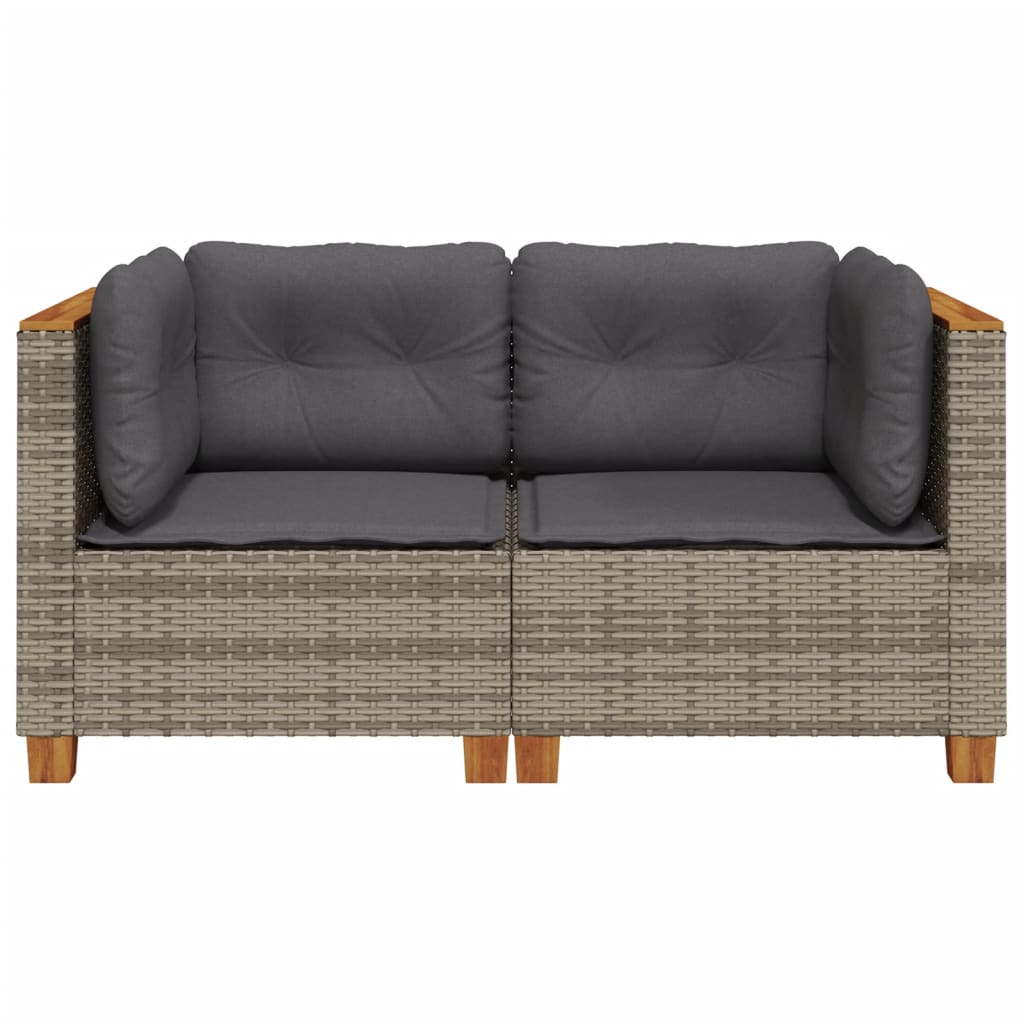 hjørnemoduler til havesofa 2 stk. med hynder polyrattan grå