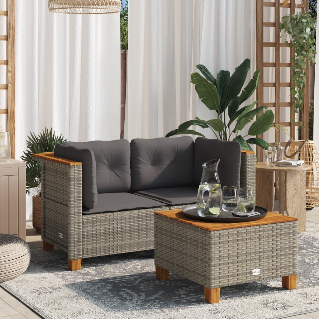 hjørnemoduler til havesofa 2 stk. med hynder polyrattan grå billede