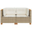hjørnemoduler til havesofa 2 stk. med hynder polyrattan beige