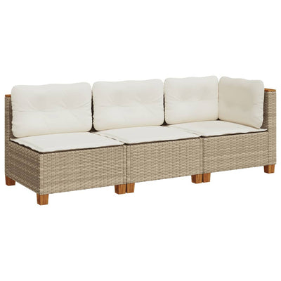 3-personers havesofa med hynder polyrattan beige