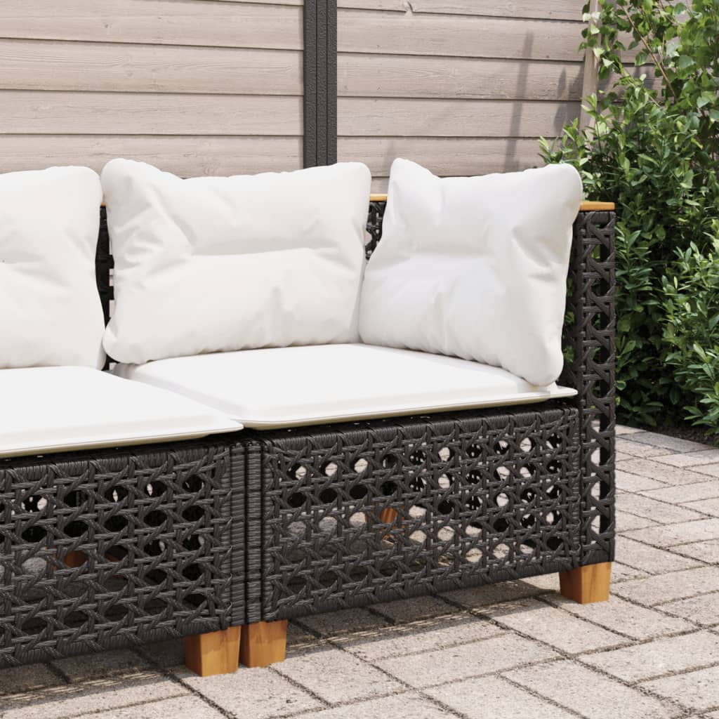 hjørnemodul til havesofa med hynder polyrattan sort