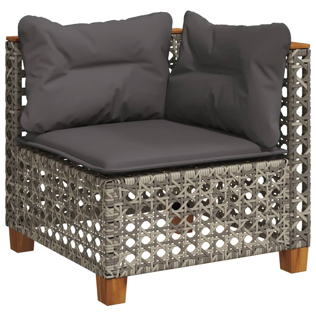 hjørnemodul til havesofa med hynder polyrattan grå