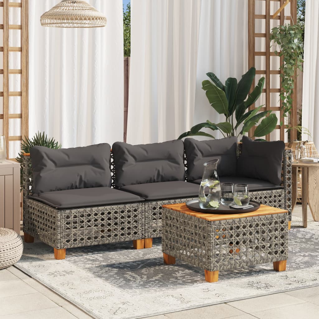 hjørnemodul til havesofa med hynder polyrattan grå