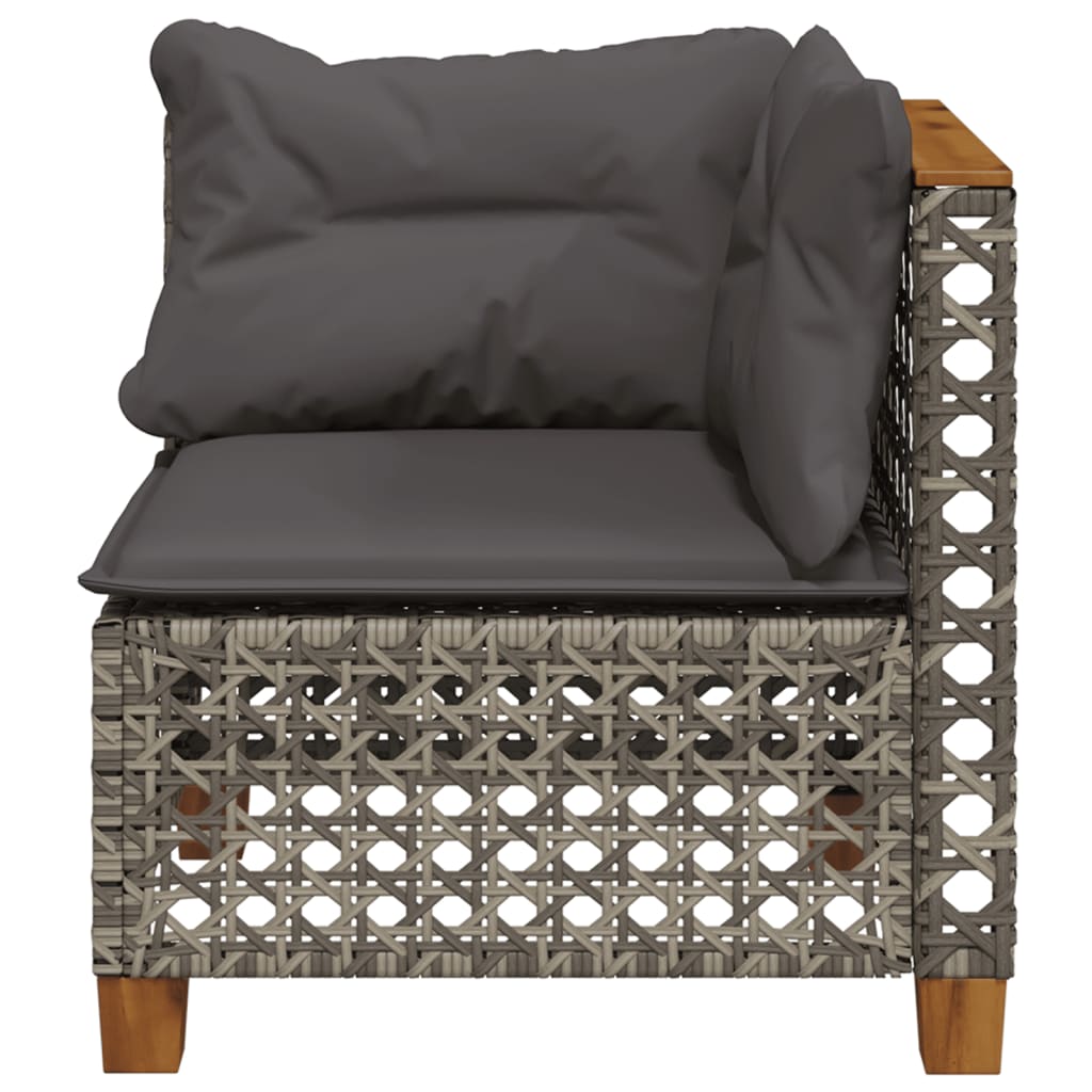 hjørnemodul til havesofa med hynder polyrattan grå
