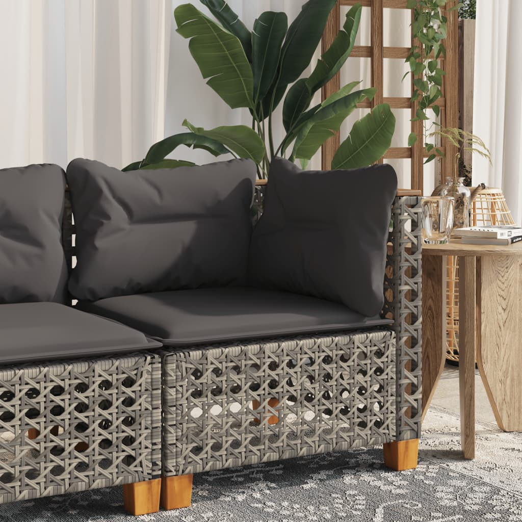 hjørnemodul til havesofa med hynder polyrattan grå