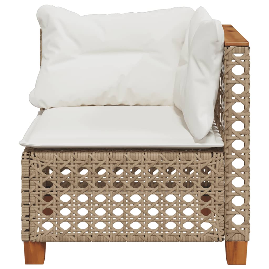 hjørnemodul til havesofa med hynder polyrattan beige