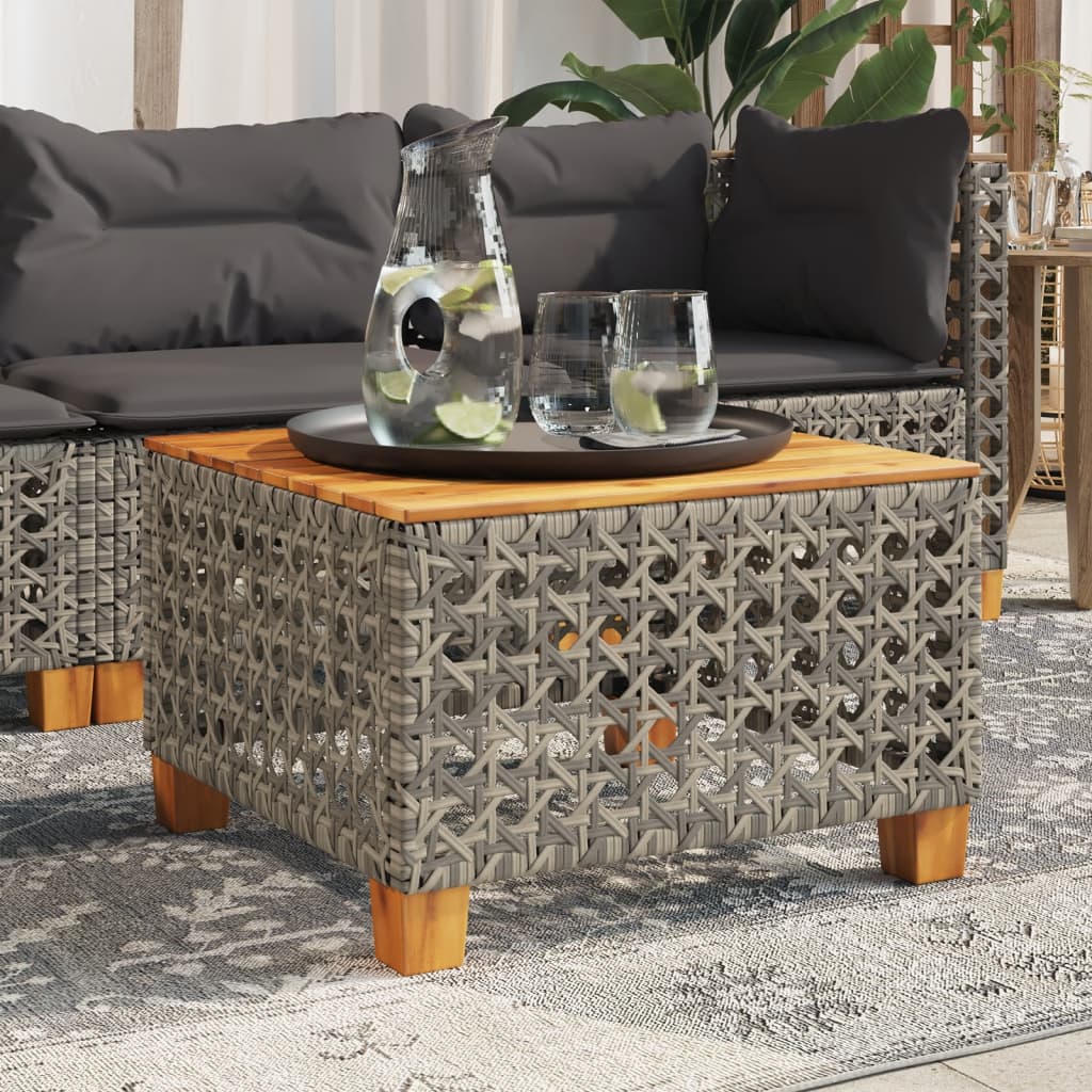 havebord 55x55x36 cm polyrattan og akacietræ grå billede