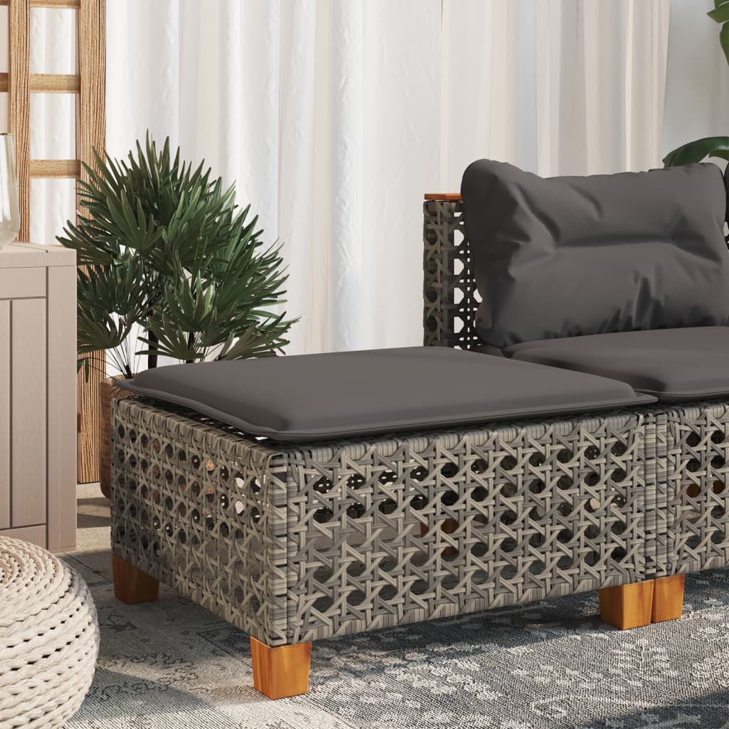 haveskammel med hynde 63,5x56x32 cm polyrattan grå billede