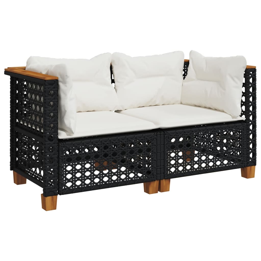 hjørnemoduler til havesofa 2 stk. med hynder polyrattan sort