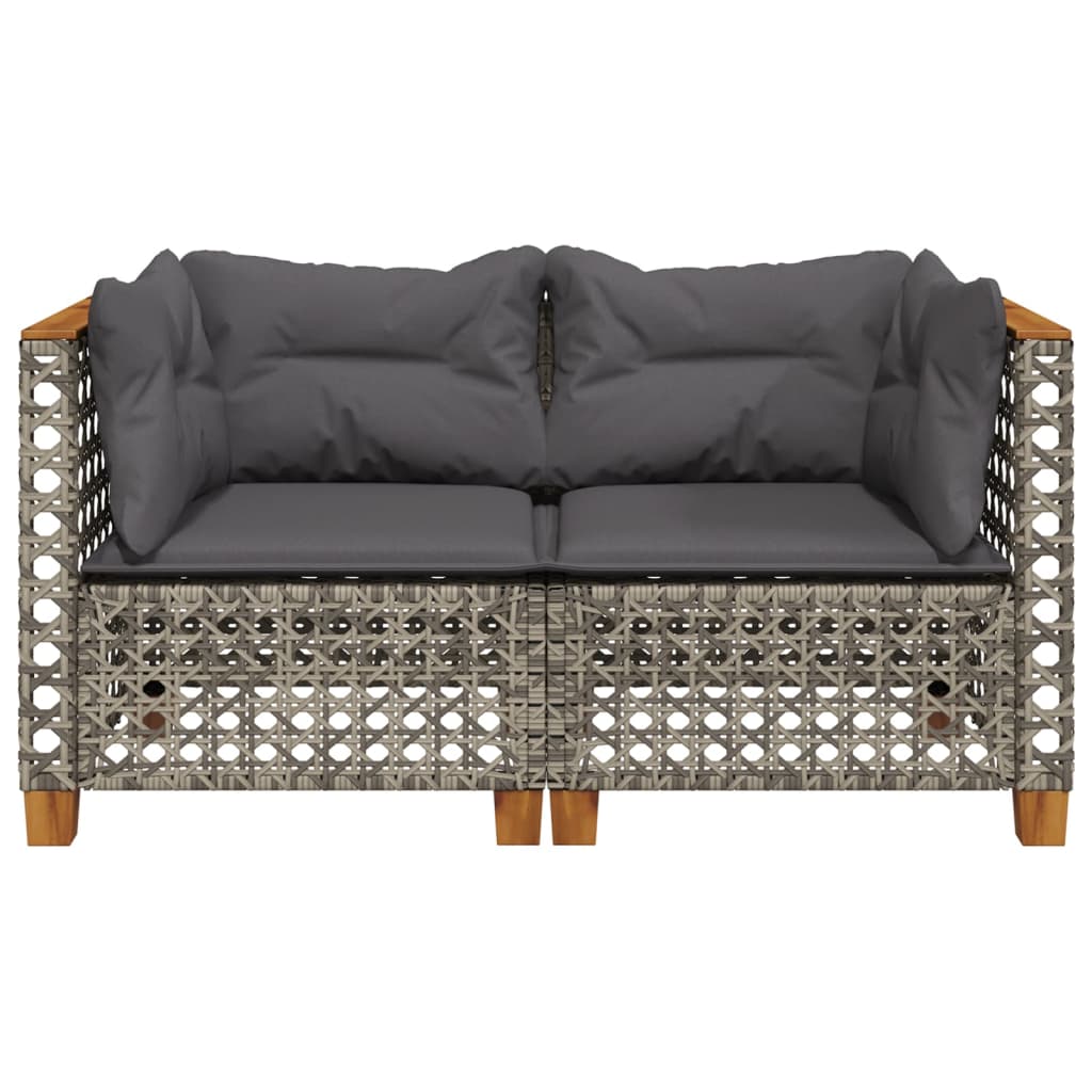 hjørnemoduler til havesofa 2 stk. med hynder polyrattan grå