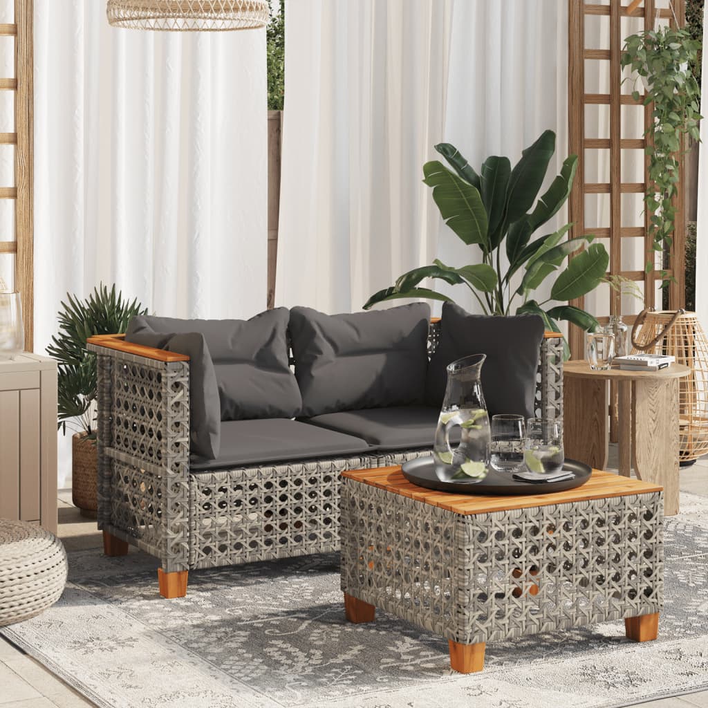 hjørnemoduler til havesofa 2 stk. med hynder polyrattan grå billede