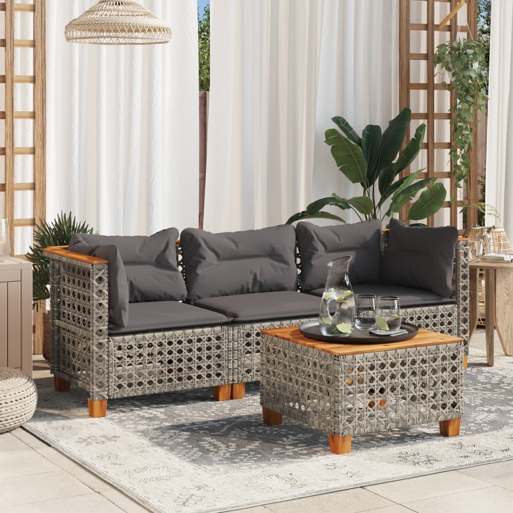 Hjørnemodul Til Havesofa Med Hynder Polyrattan - 3 / Grå / with carving